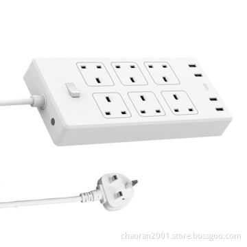 10A Uk Socket Under Desk Power Strip Wifi Smart Outlet Plug Power Strip With Usb Ports